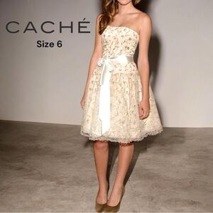 Cache Strapless Ivory Lace Dress